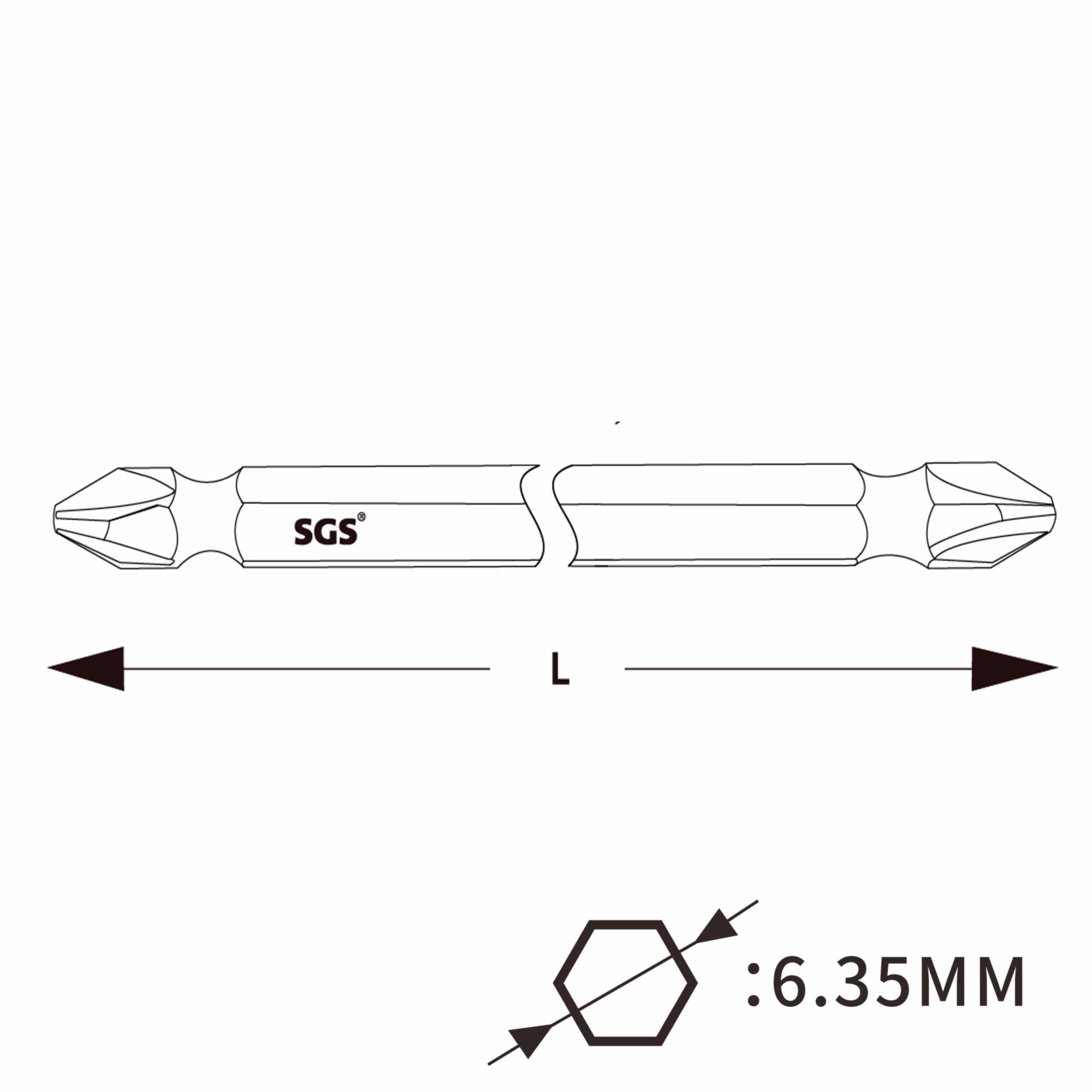 Бита двухсторонняя SGS PZ2/PH2 65мм S2 1шт 6365-PZ2PH2-M
