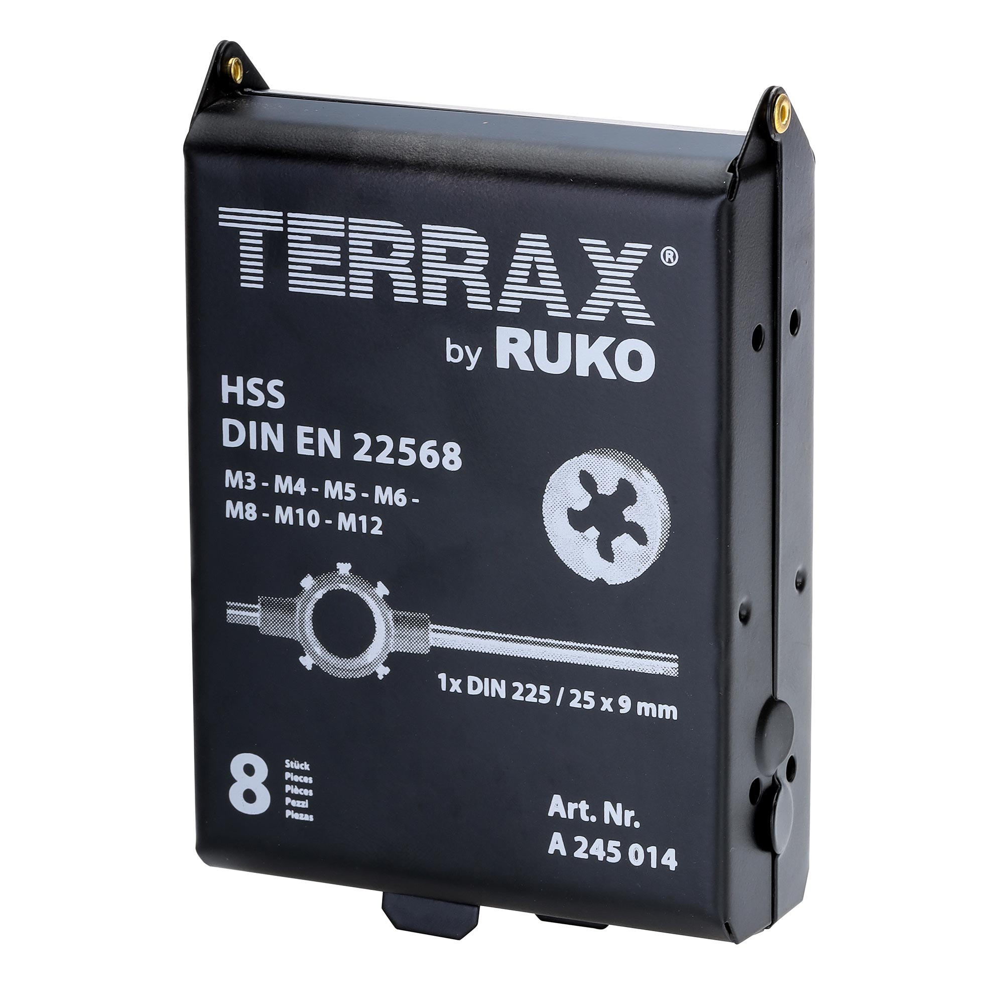 Набор плашек Terrax by Ruko М3-М12 HSS 25мм 8пр A245014
