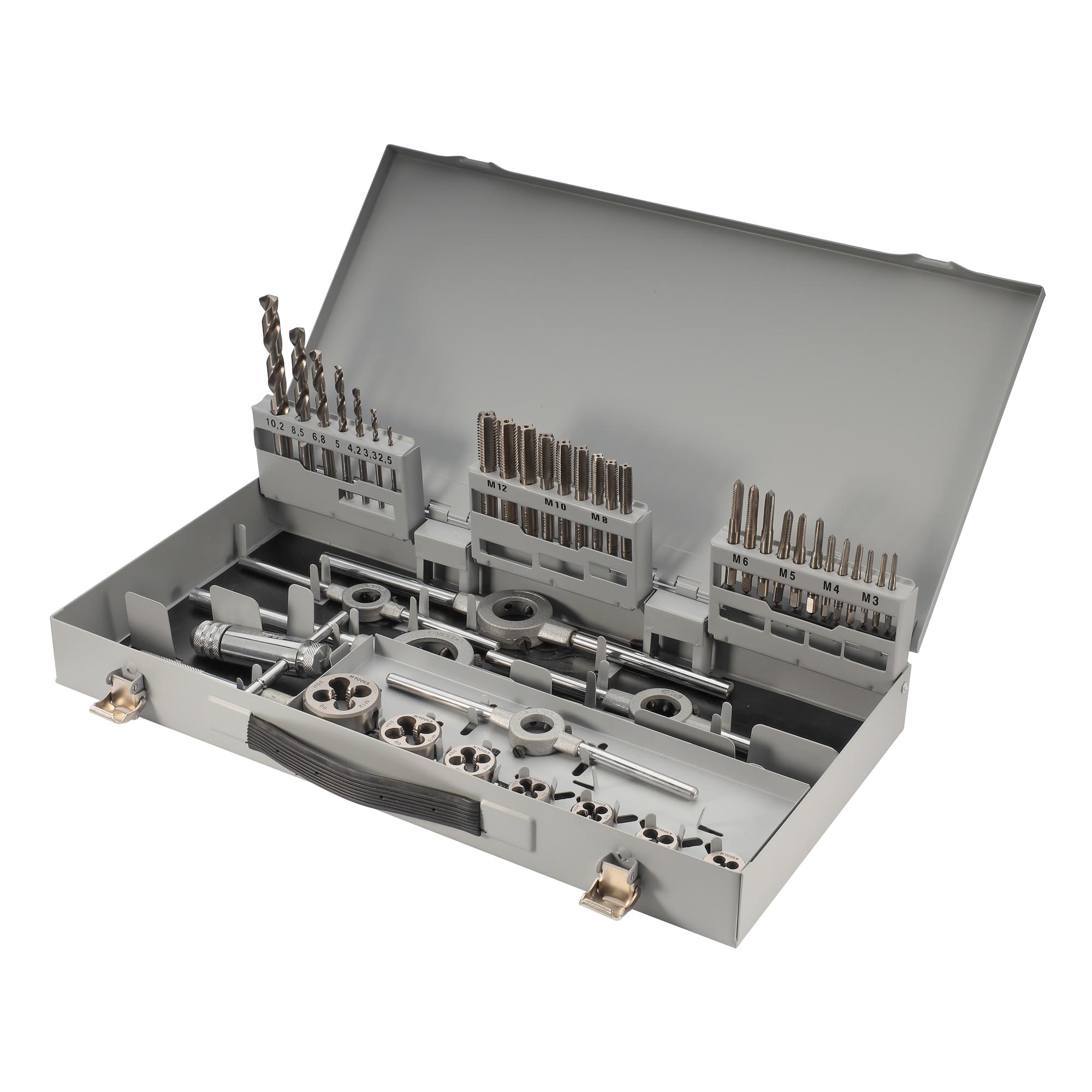 Набор метчиков и плашек H-Tools M3 -M12 HSS-G 45пр 08331030