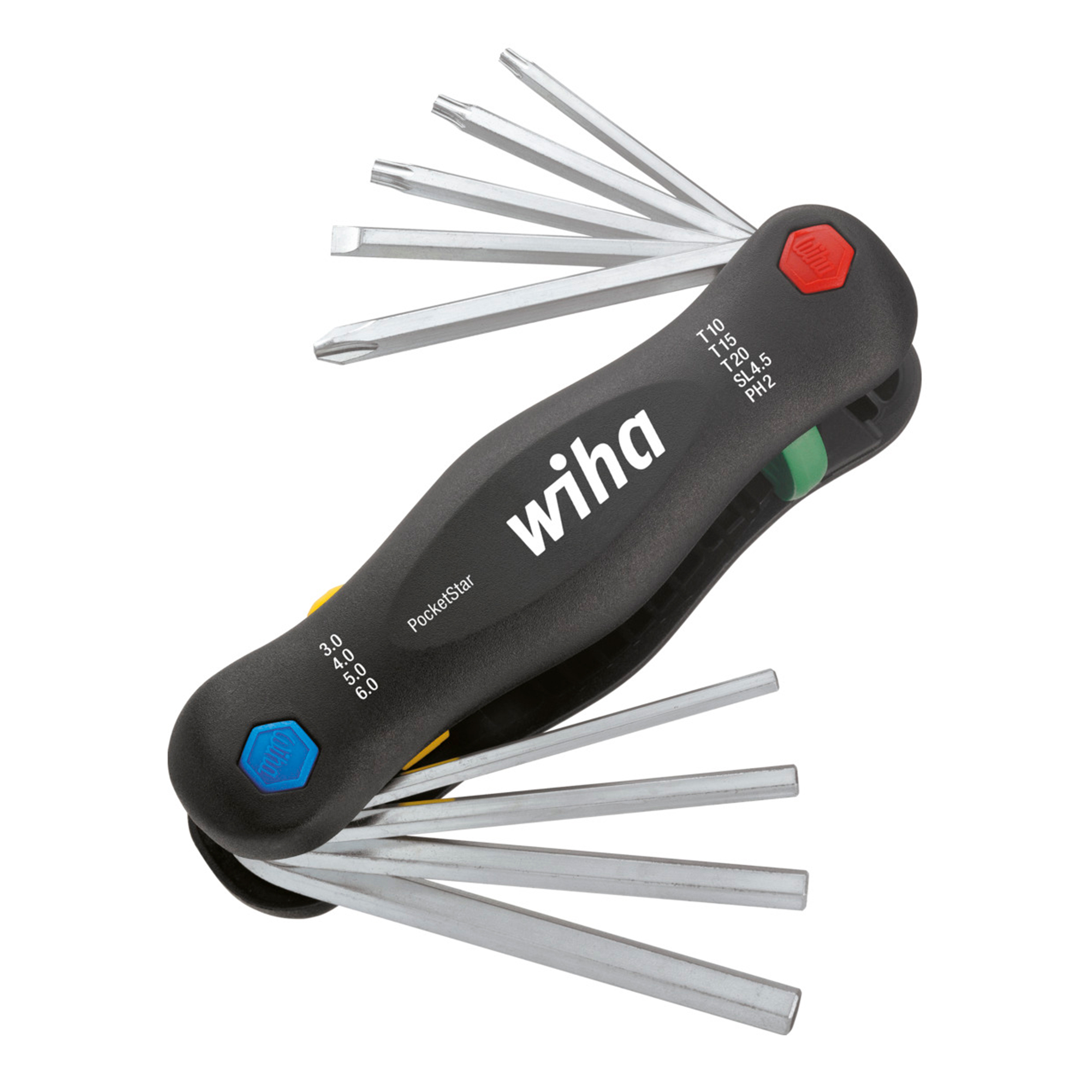 Набор ключей складных HEX/TORX/SL/PH PocketStar 9шт Wiha 351P 25295 (SB)
