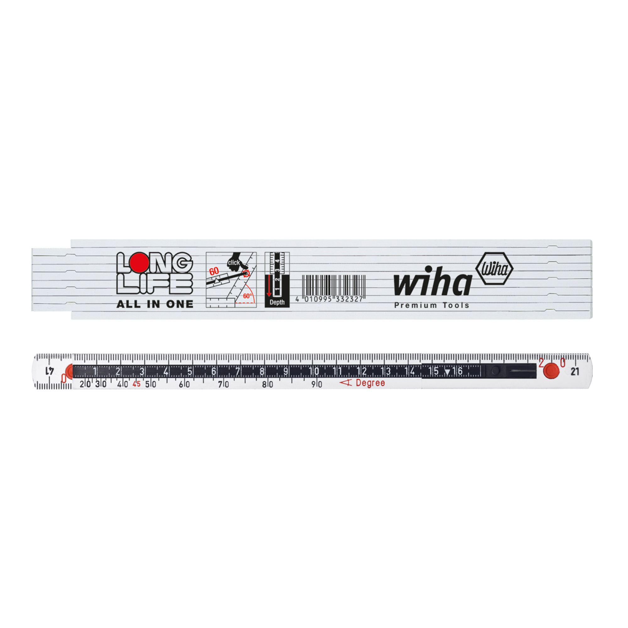 Метр складной 2м х15мм Longlife All in One (Белый) Wiha 4102007 33232