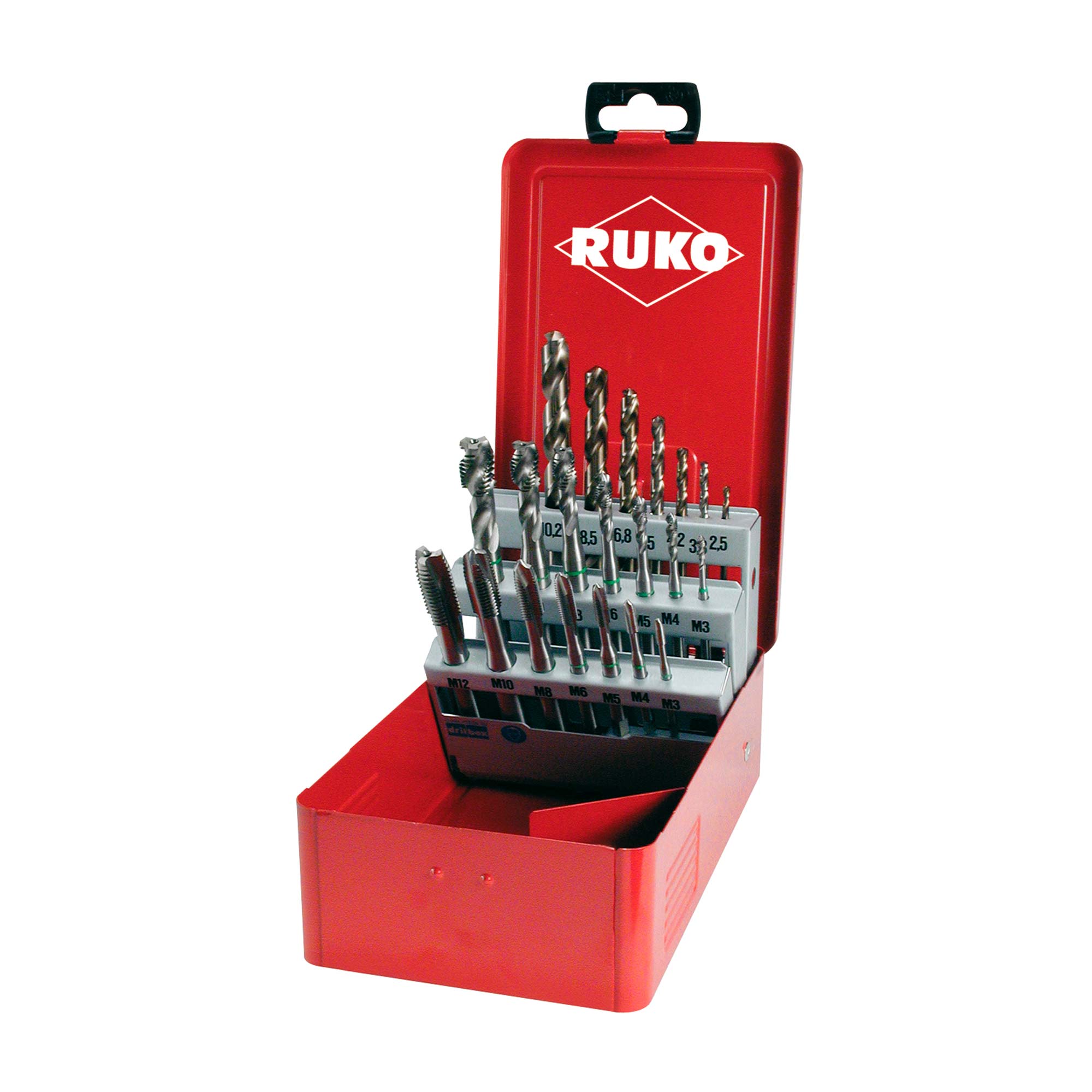 Набор машинных метчиков Ruko M3-M12 HSSE DIN371/376 21пр 245054