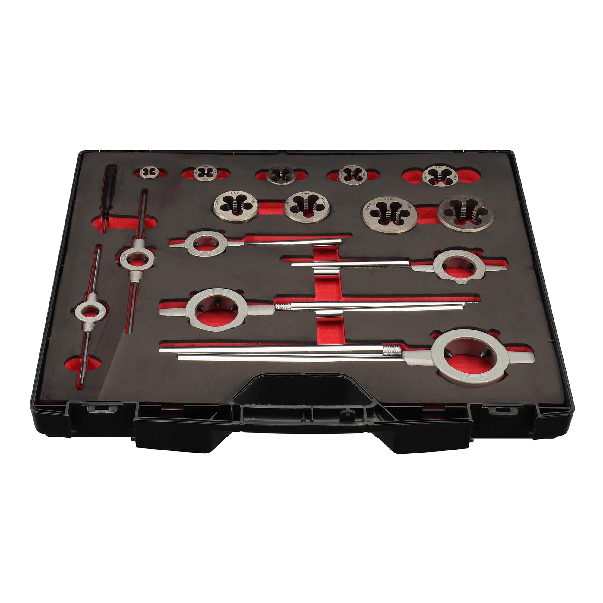 Набор метчиков и плашек H-Tools UNC 1/4"-1,0" HSS-G 46пр 245072HT