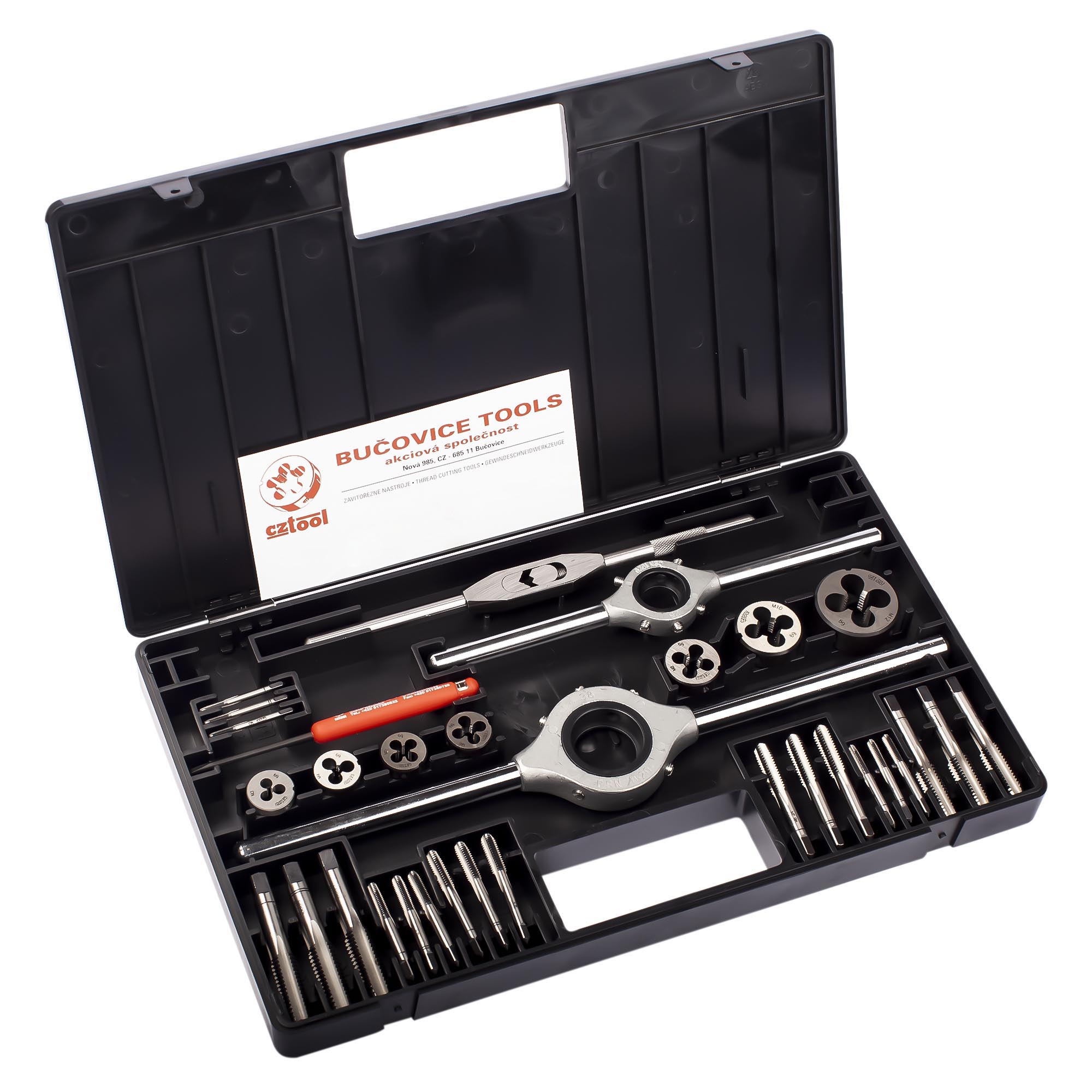 Набор метчиков и плашек Bucovice Tools M3-M12 HSSE 34пр 390122