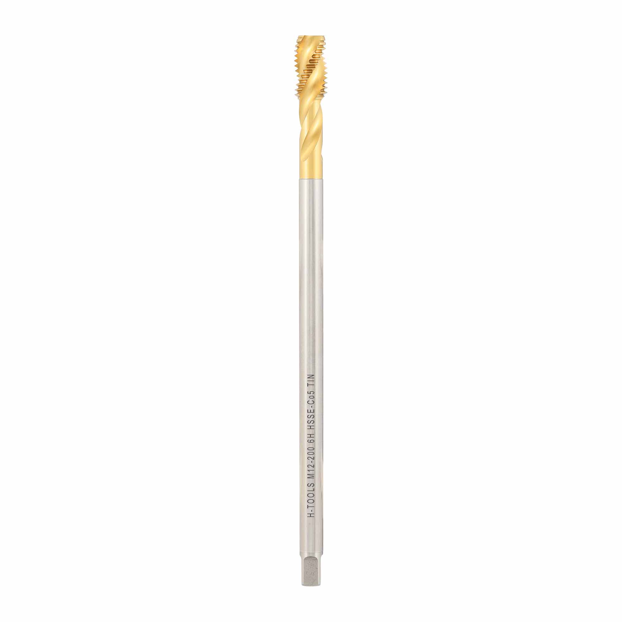 Метчик машинный удлиненный H-Tools М12х1,75 HSSE-TiN 6h C/2-3P R45 200мм 32186THT