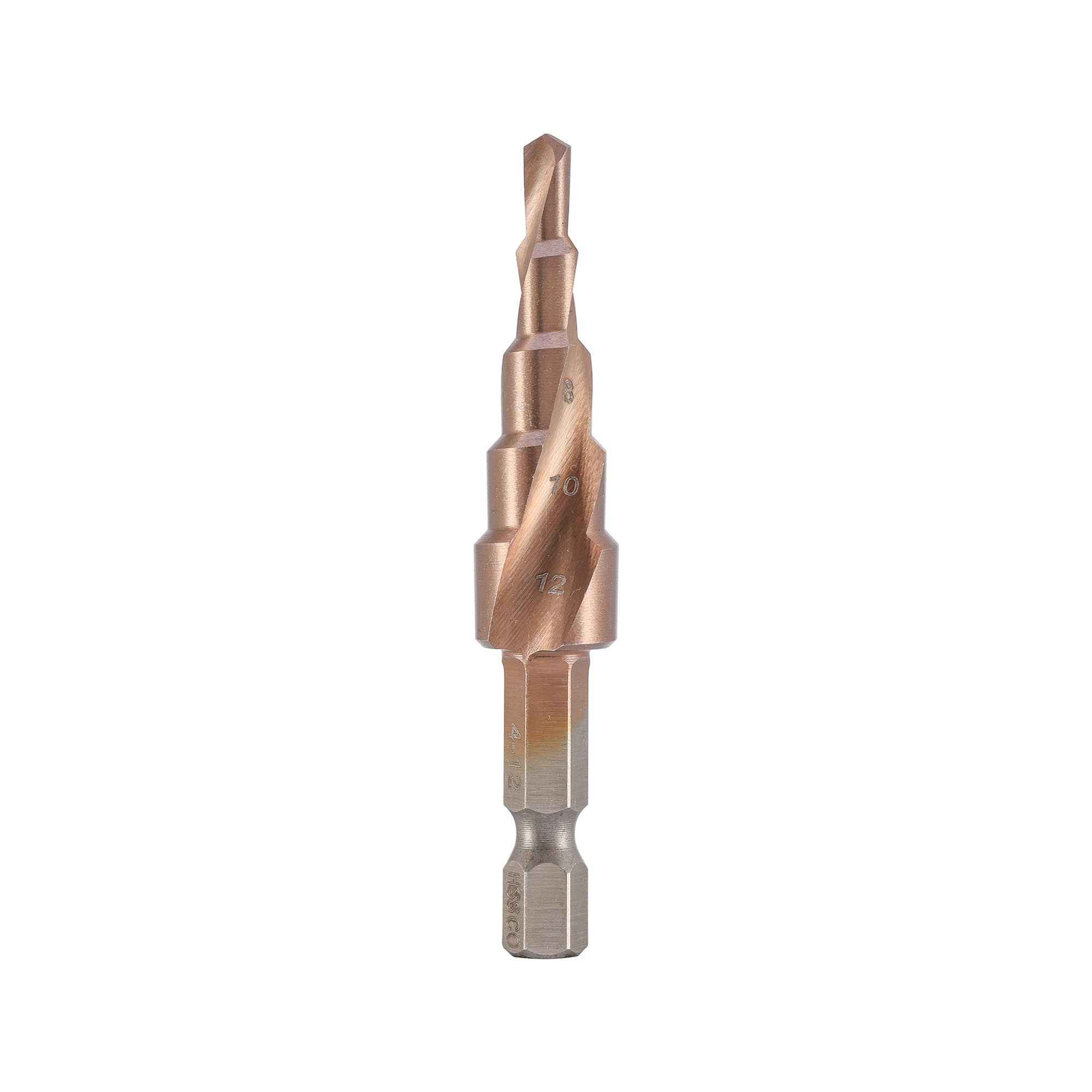 Сверло ступенчатое по металлу H-Tools 4-12мм HSSE-Co5 9ступ. L=65мм хв. 6-гр 1/4" 101050-9EHT