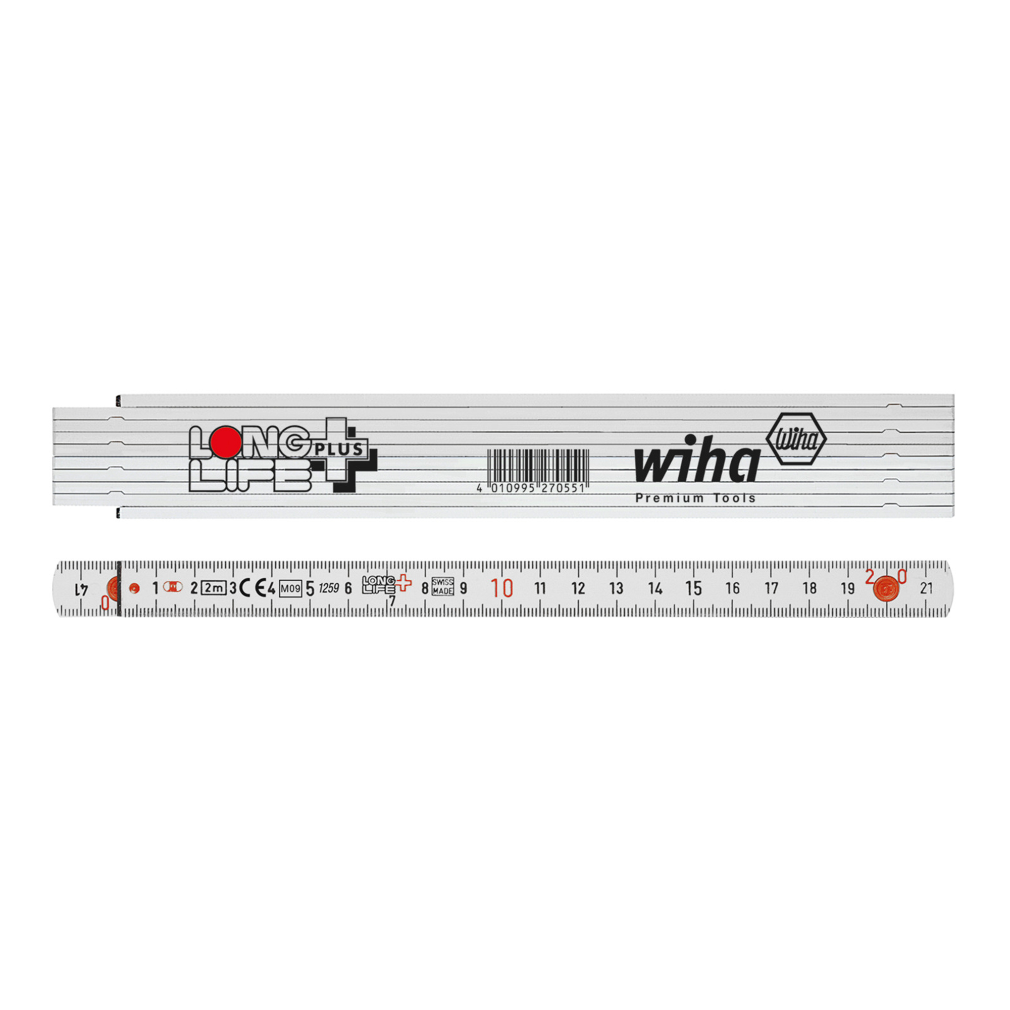Метр складной 2м х15мм Longlife Plus (Белый) Wiha 4102001 27059