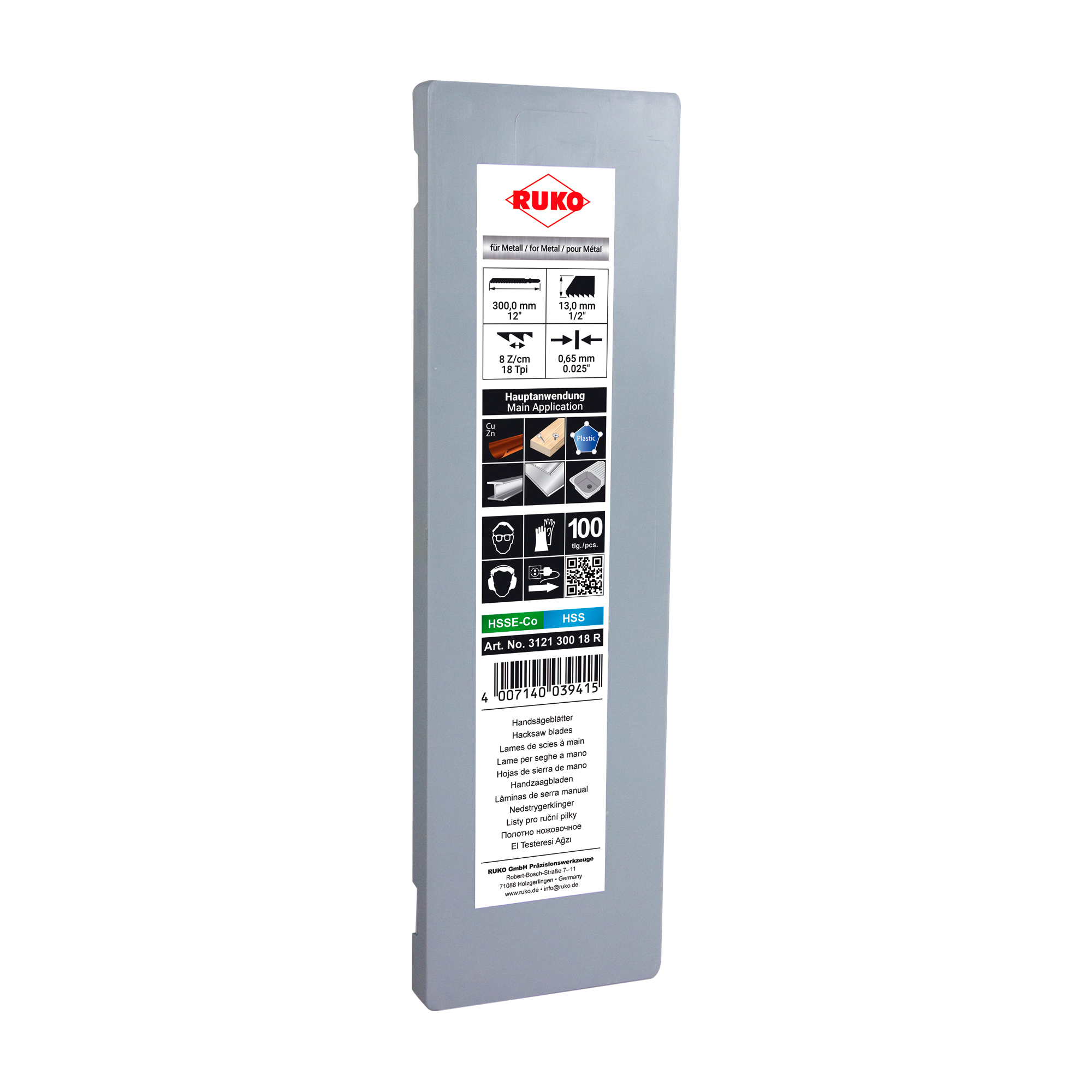 Полотно по металлу Ruko HSS-Co Bihart 300мм 24z 312130024R