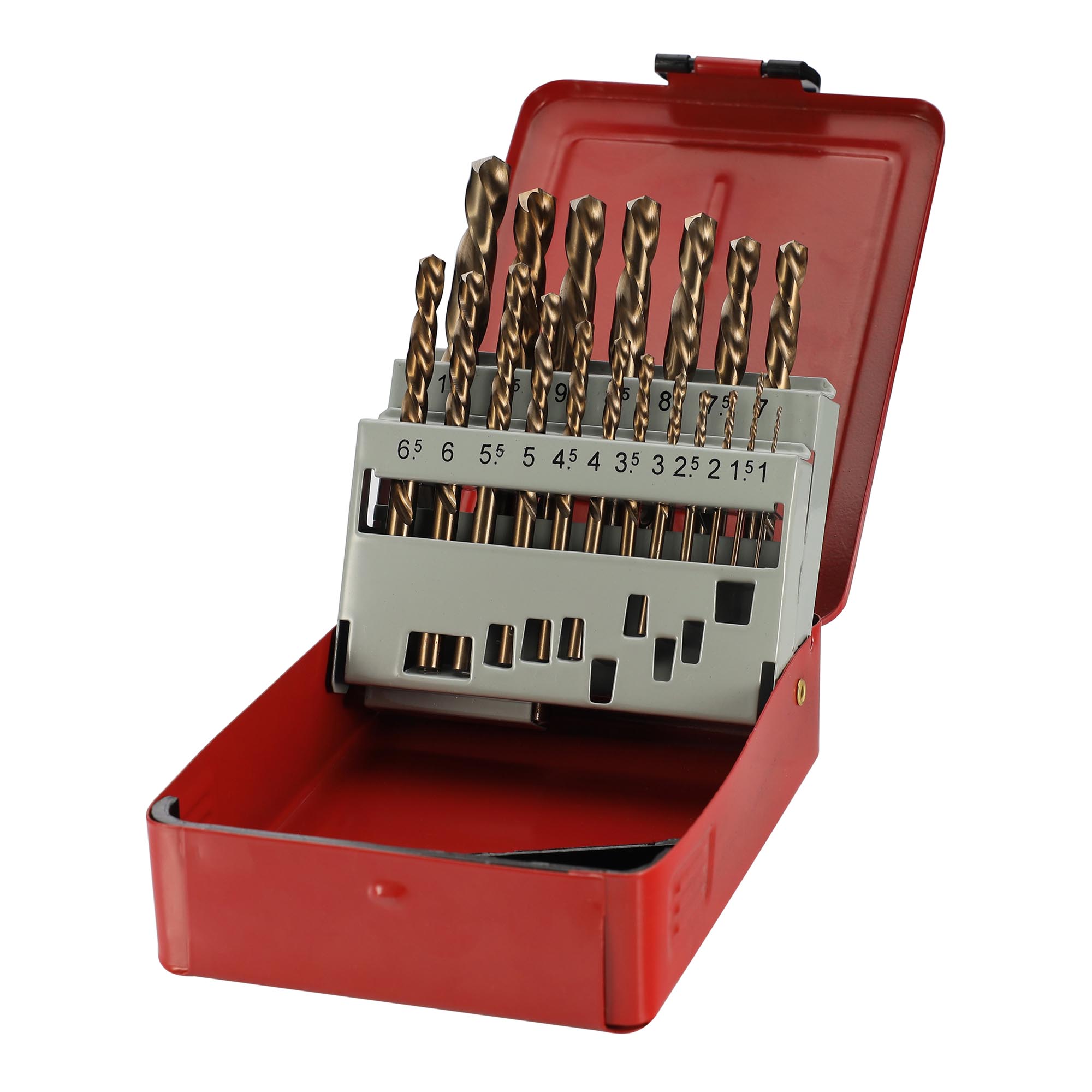 Набор левых сверл по металлу H-Tools 1-10мм 19шт HSSE-Co5 135° DIN338 215214LiHT