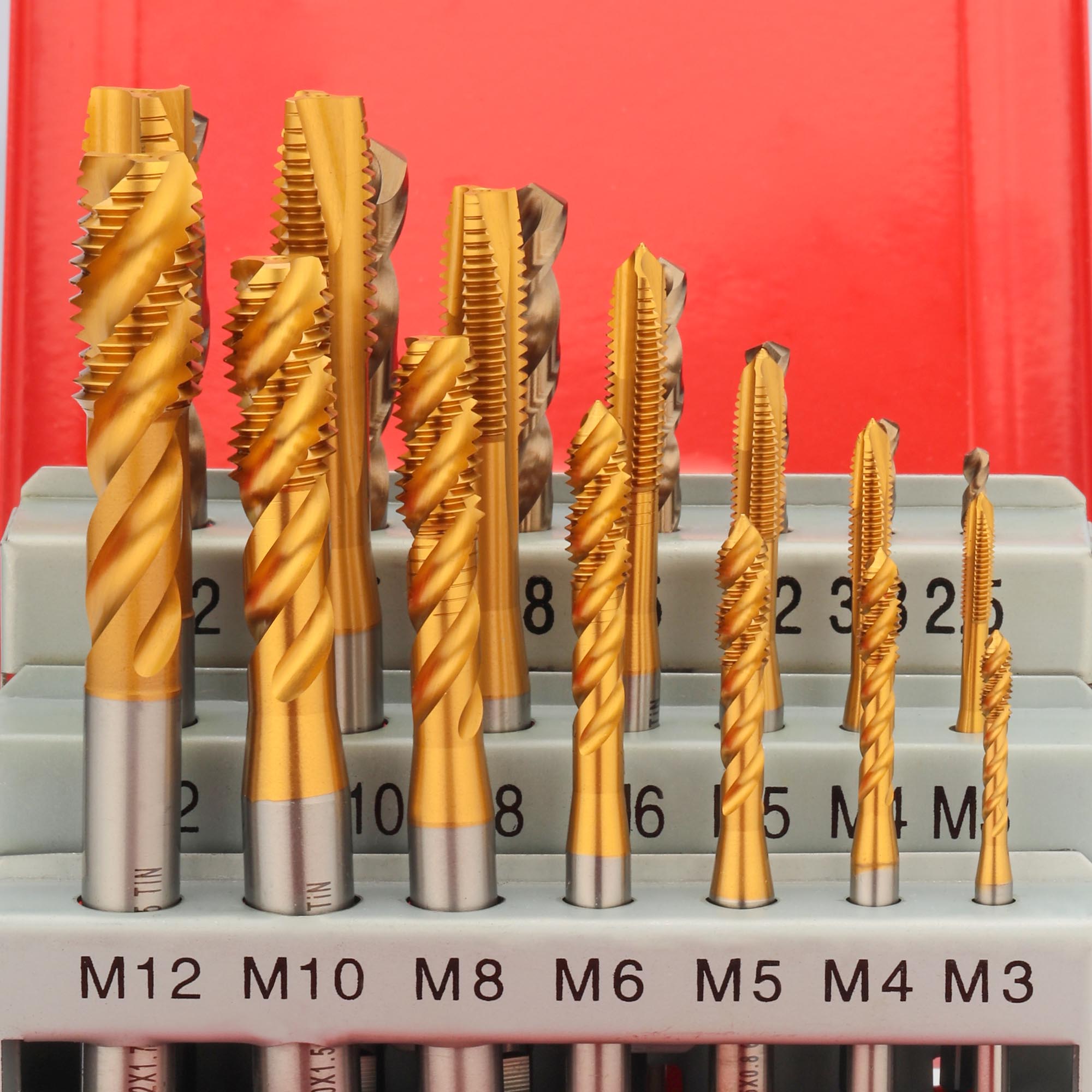 Набор машинных метчиков H-Tools M3-M12 HSSE-TiN DIN371/376 21пр 245054THT