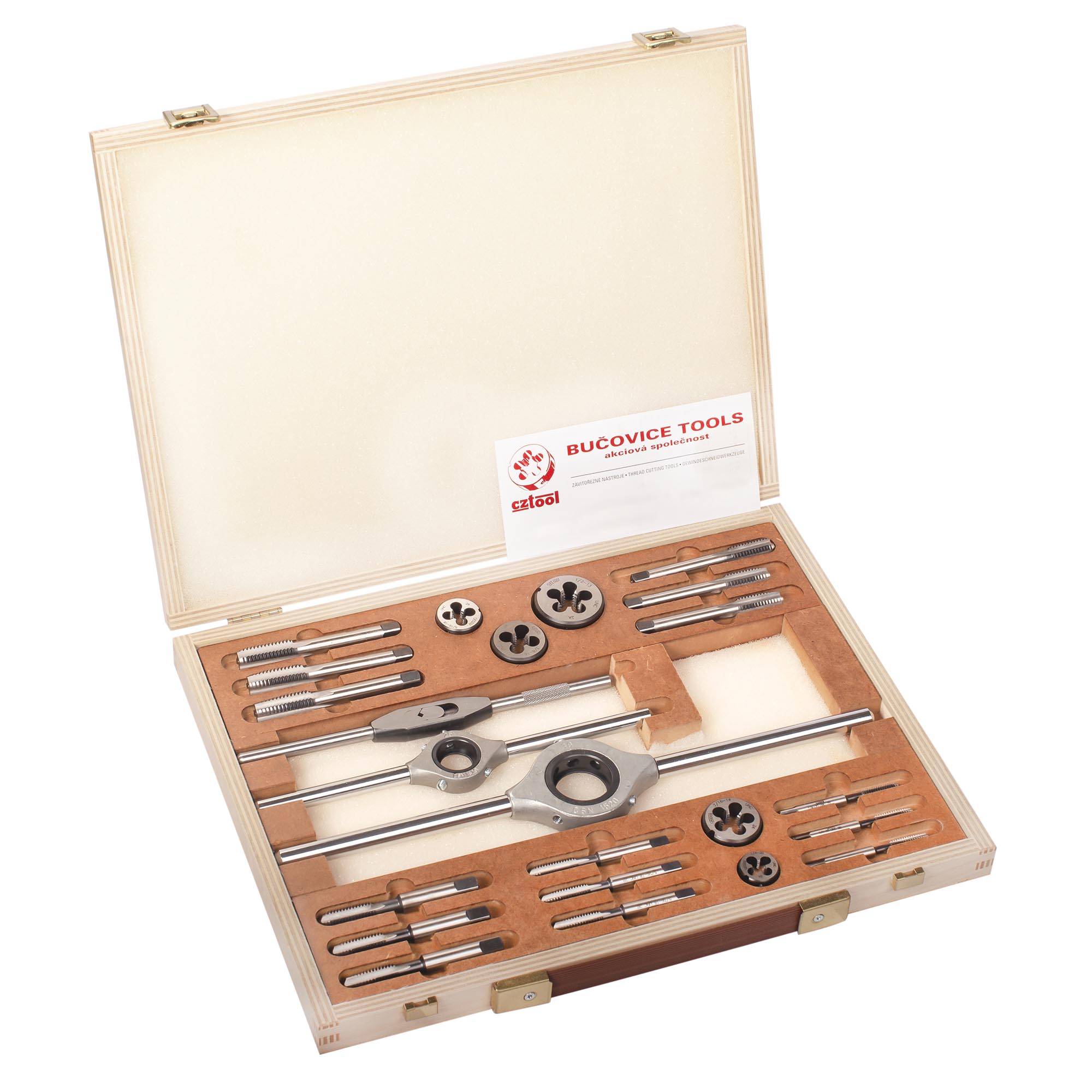 Набор метчиков и плашек Bucovice Tools UNC 1/4"-1/2" 115CrV3 25пр 315100