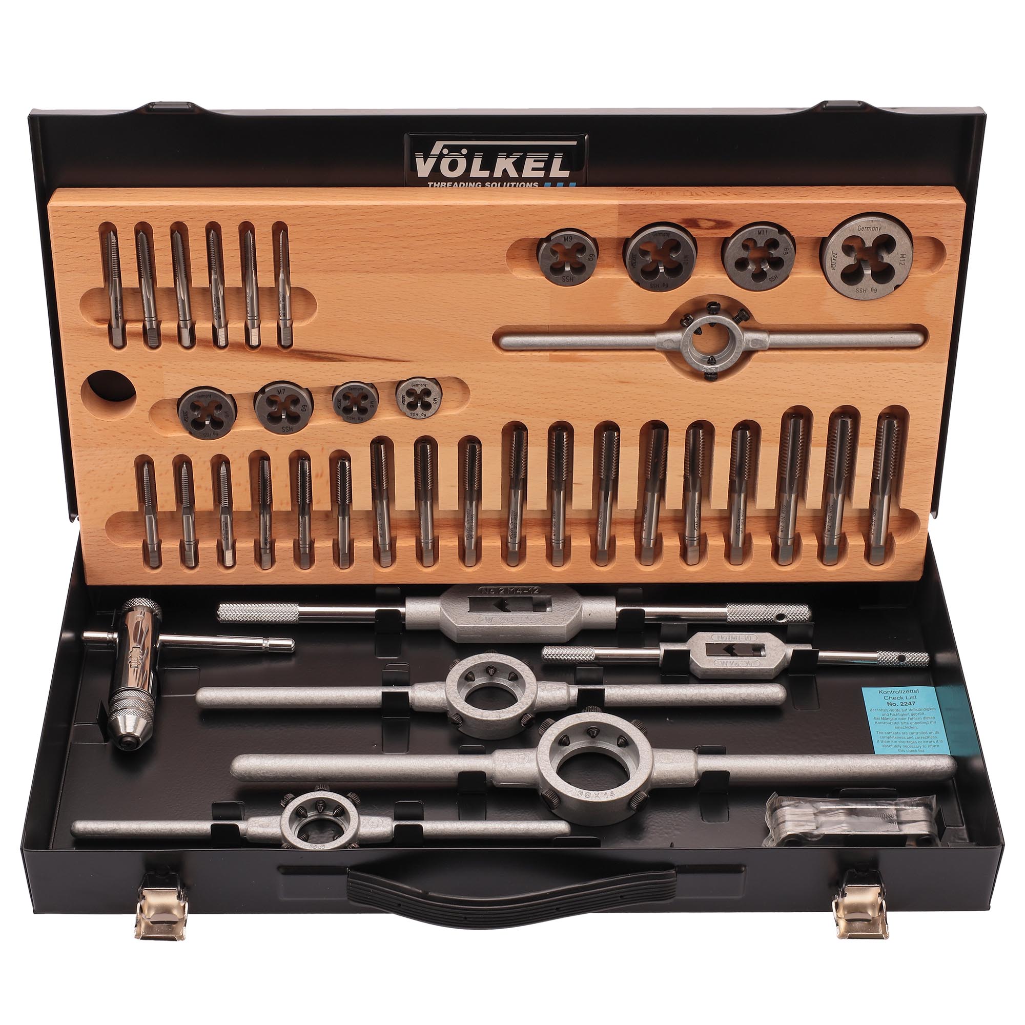 Набор метчиков и плашек Volkel M5-M12 HSS-G 40пр 48004