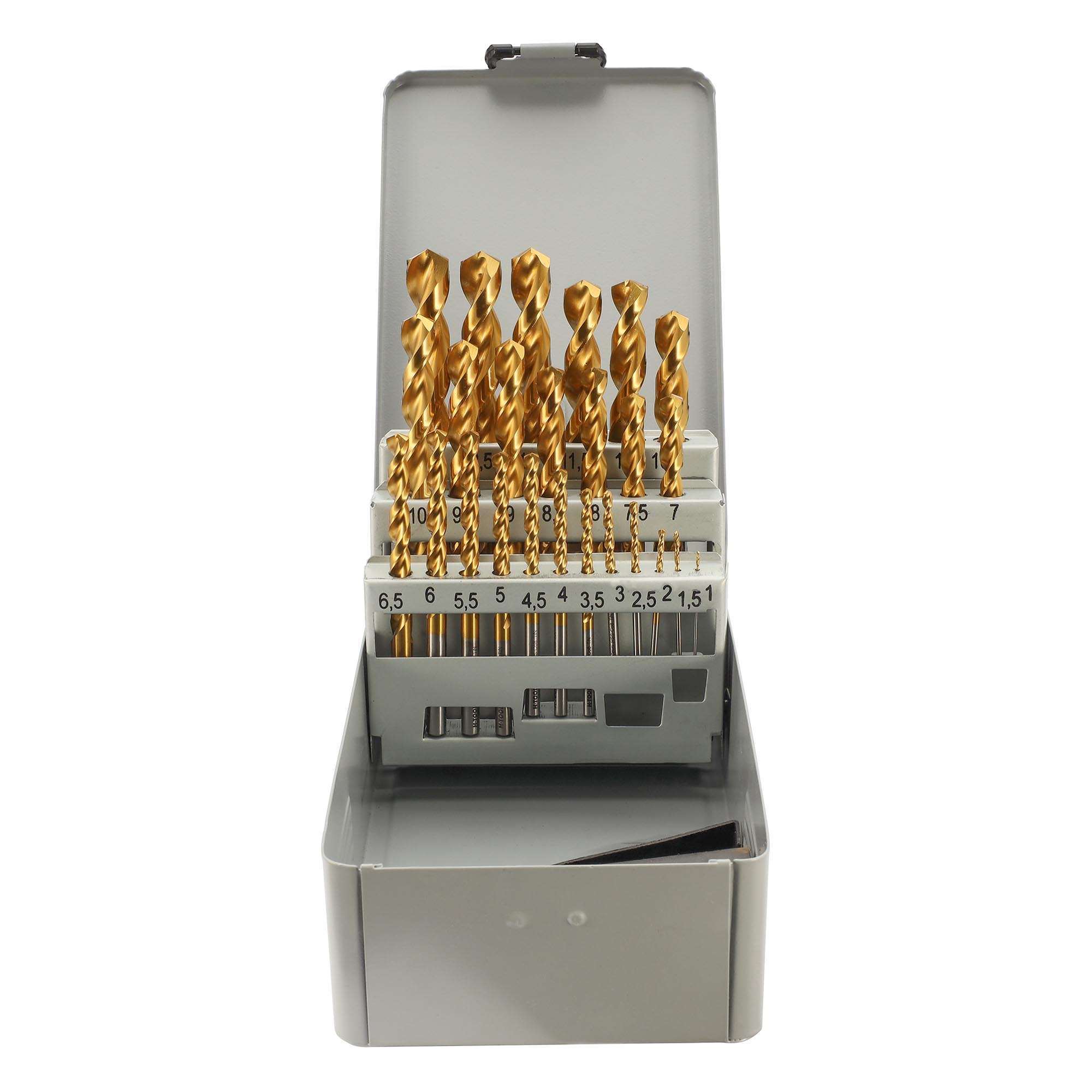 Набор сверл по металлу H-Tools 1-13мм 25шт HSSE-Co8 TiN 135° DIN338 08351300