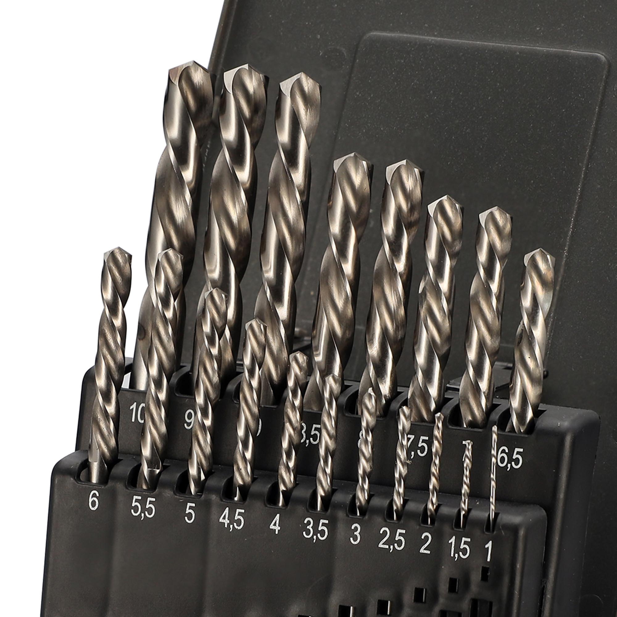 Набор левых сверл по металлу H-Tools 1-10мм 19шт HSS-G 135° DIN338 214214LiROHT