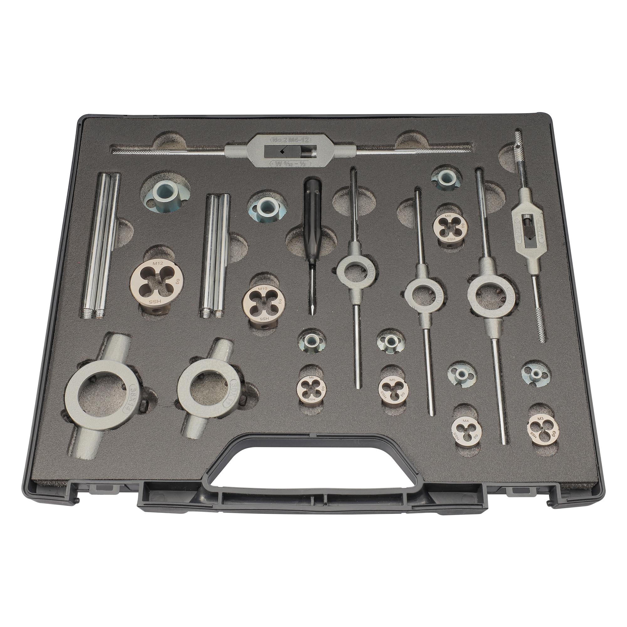 Набор метчиков и плашек H-Tools M3 -M12 HSS-G 59пр 491060HT