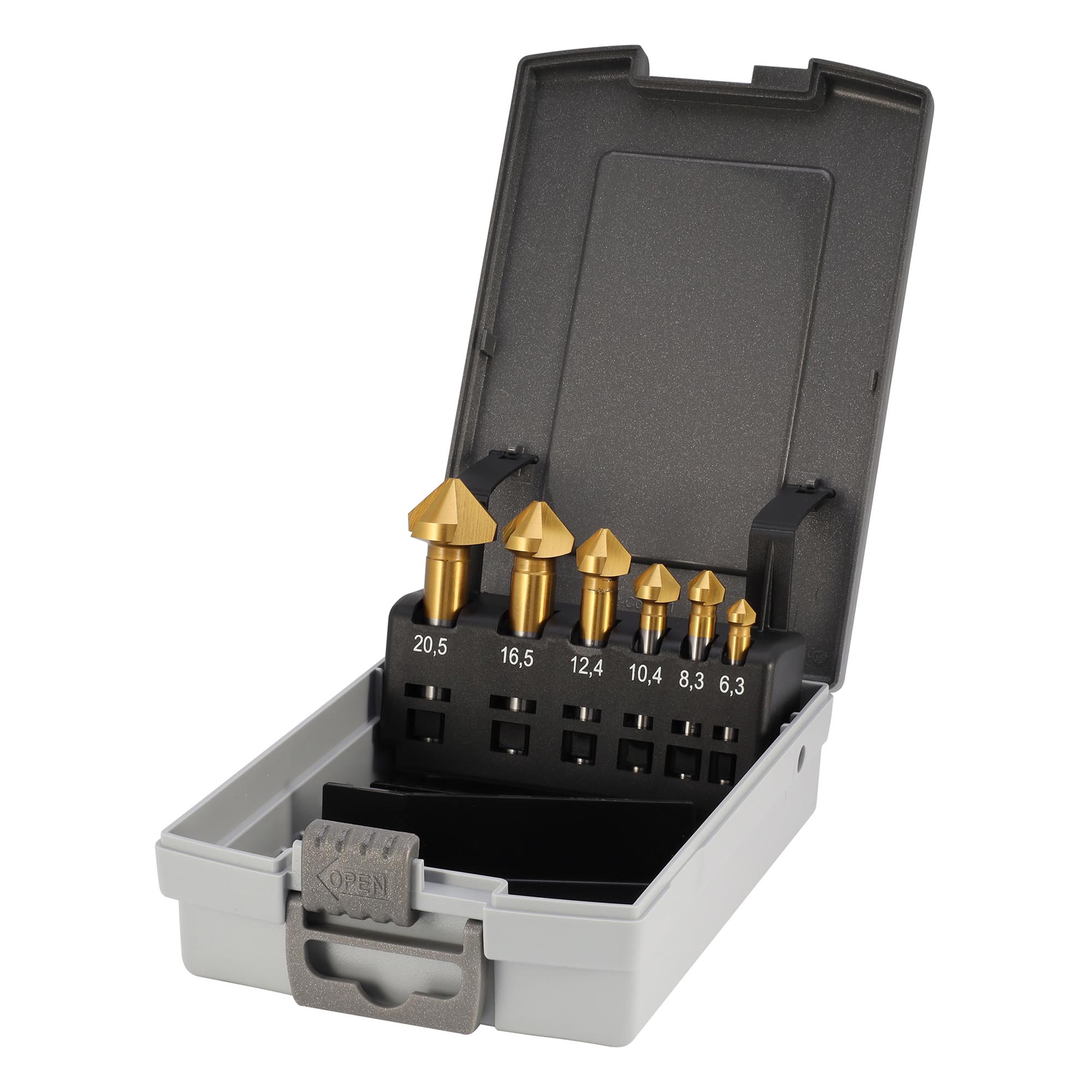 Набор зенковок H-Tools 90° 6,3-20,5мм HSSE-Co5 TiN 3z 6шт 795806EHT