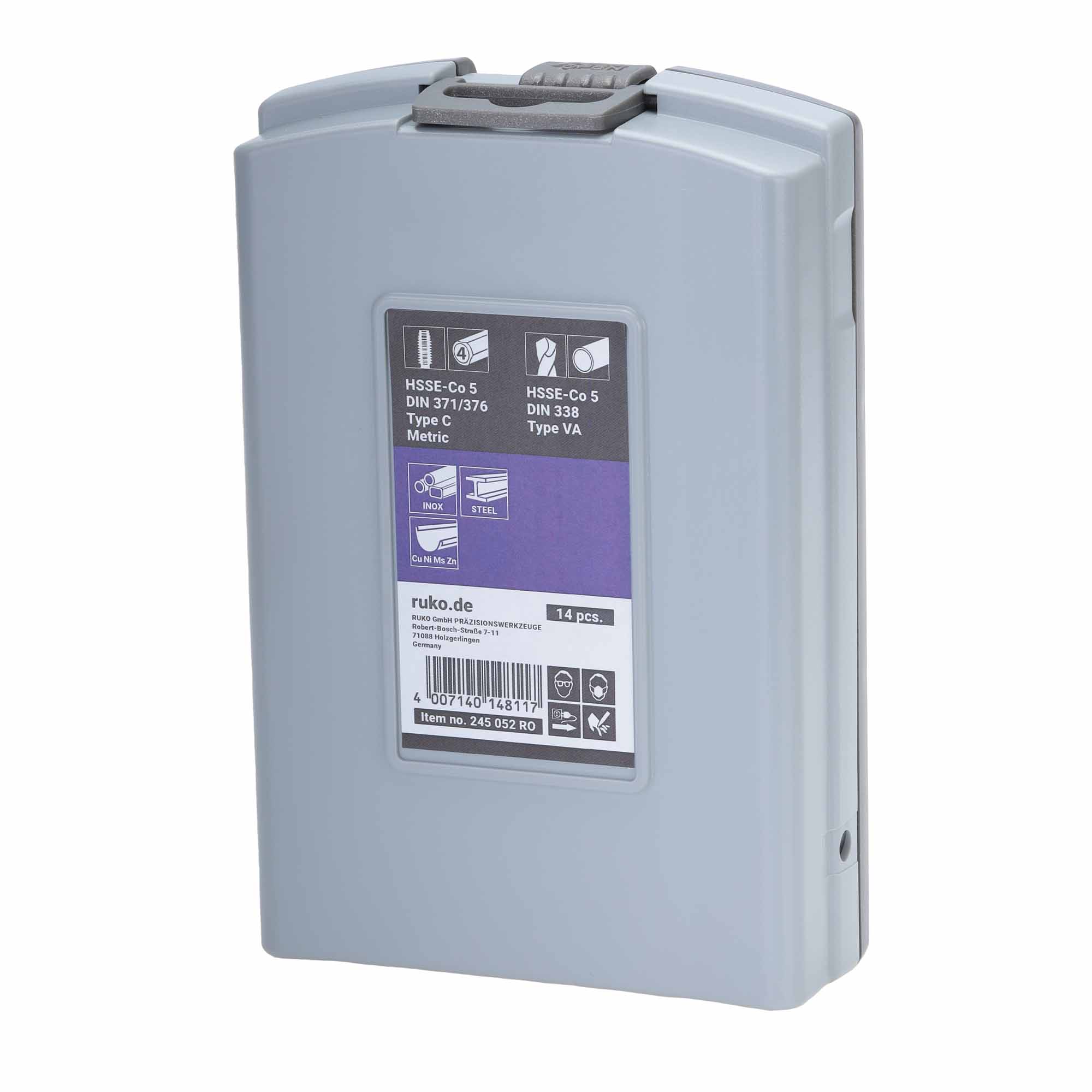 Набор машинных метчиков Ruko M3-M12 HSSE DIN371/376 14пр 245052RO