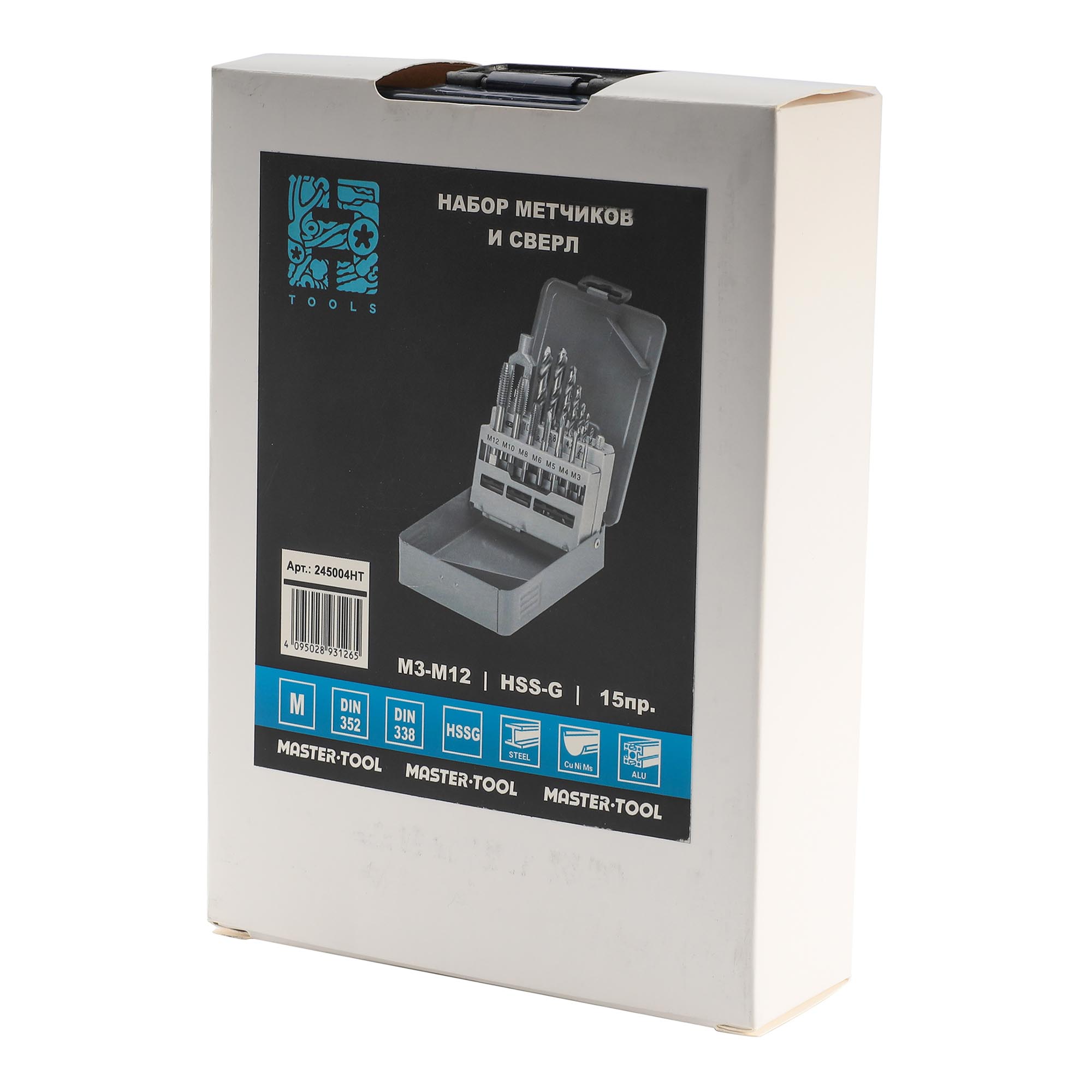 Набор однопроходных метчиков H-Tools M3-M12 HSS-G DIN352 15пр 245004HT