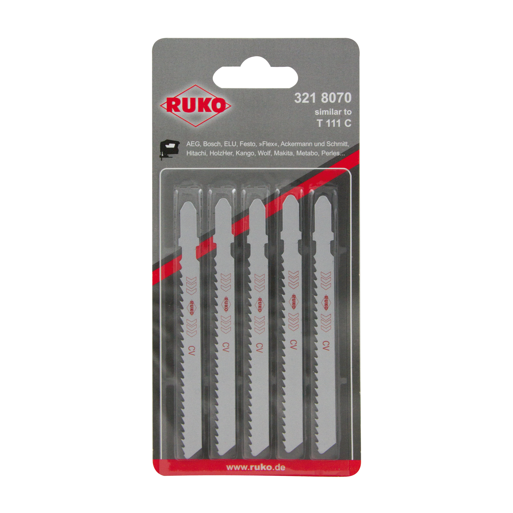 Пилка для лобзика T111C HCS 100мм 8Tpi 5шт Ruko 3218070