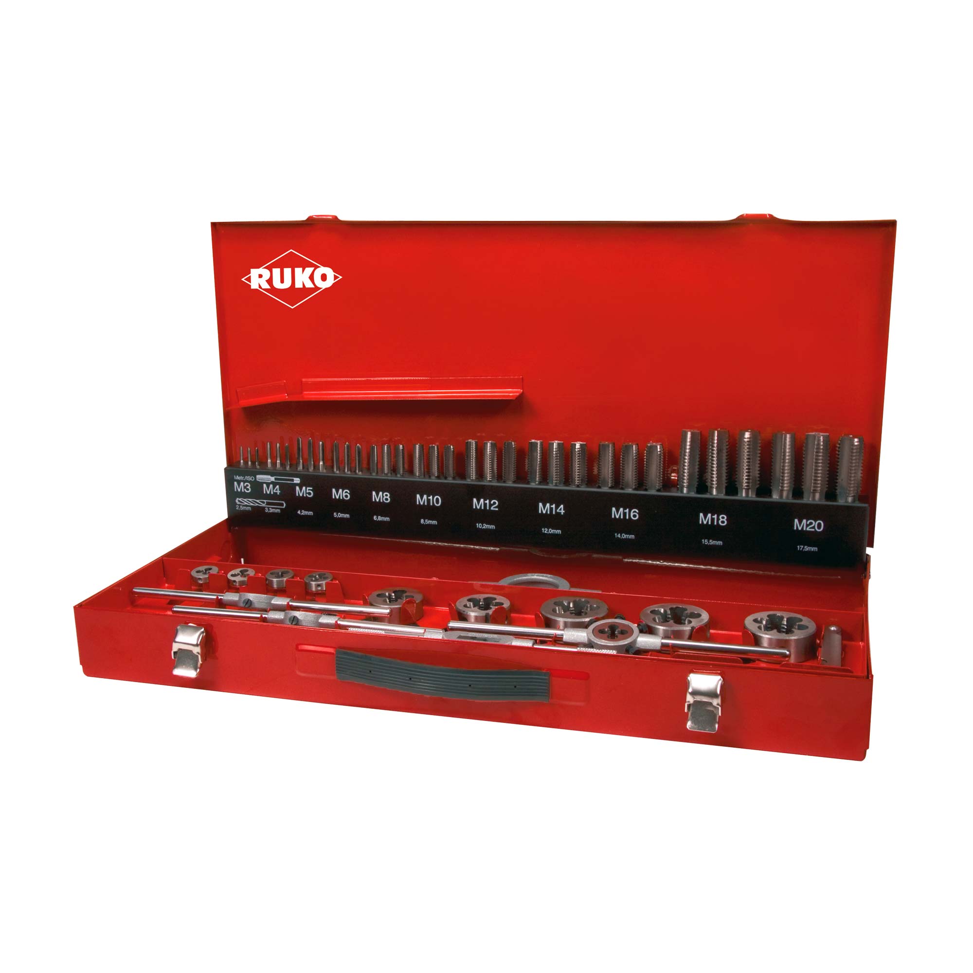 Набор метчиков и плашек Ruko MF3-MF20 HSS-G 43пр 245041
