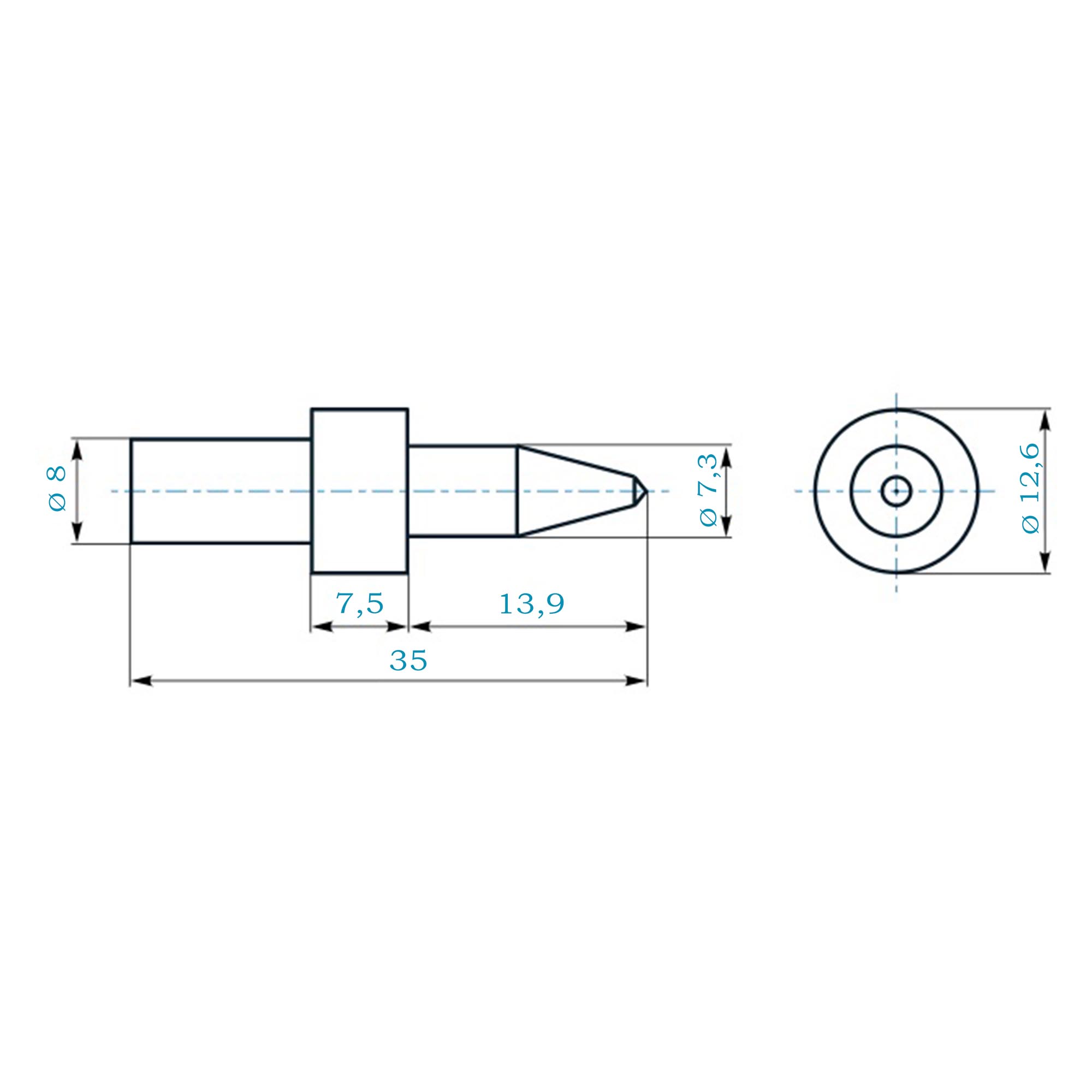 Термосверло Short-flat М8х1,25 до 2,5мм хв.=8мм H-Tools 3600730