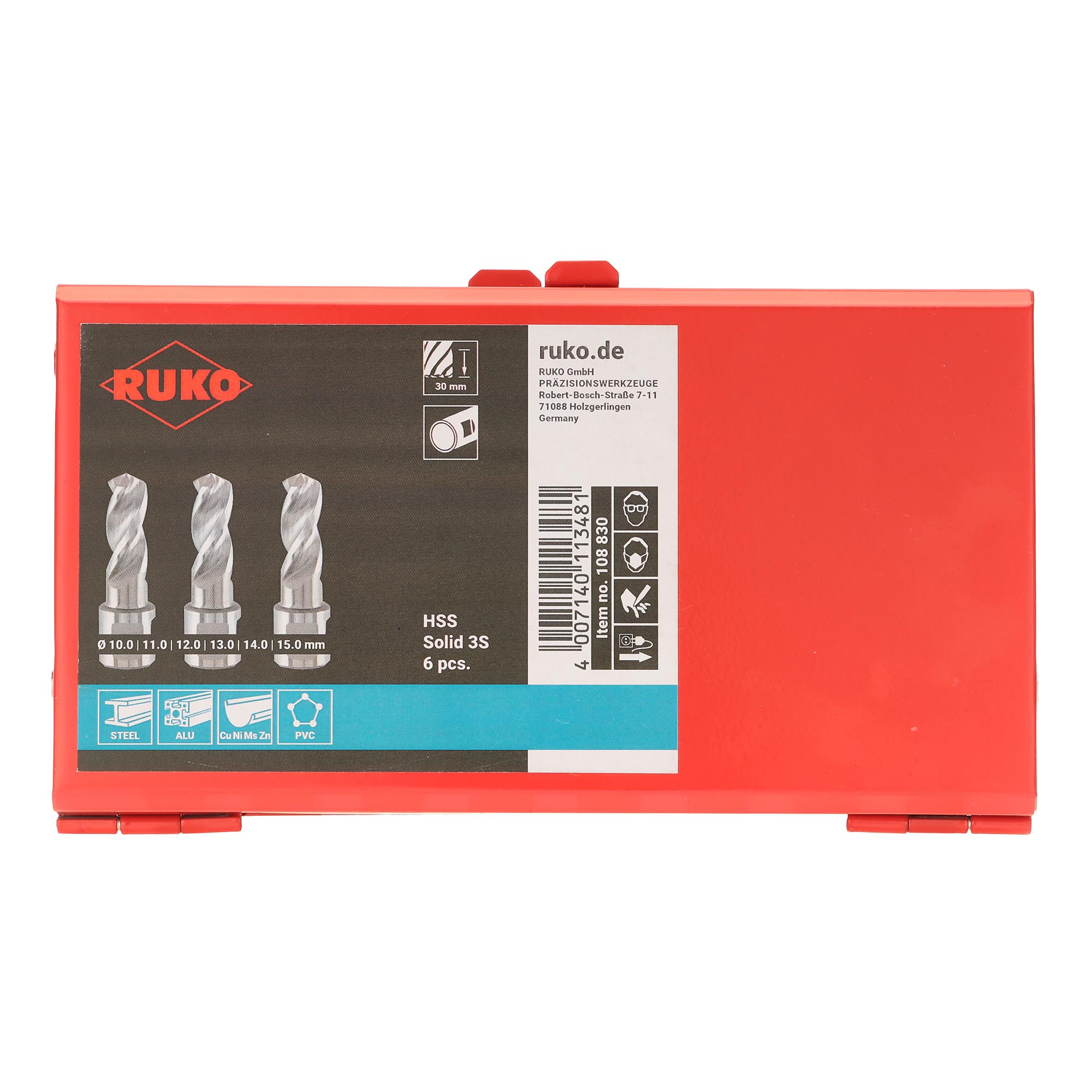 Набор сверл по металлу Ruko 10-15мм 6шт HSS-G Solid3S Weldon19 108830