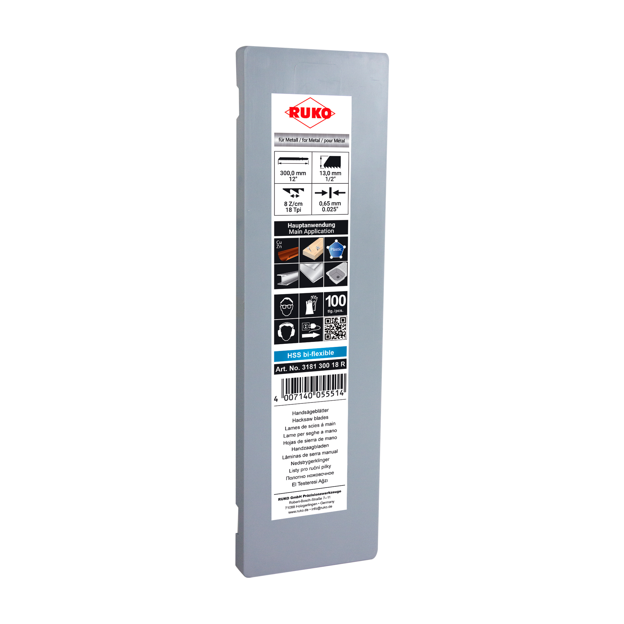 Полотно по металлу Ruko HSS Bi-flexble 300мм 18z 318130018R