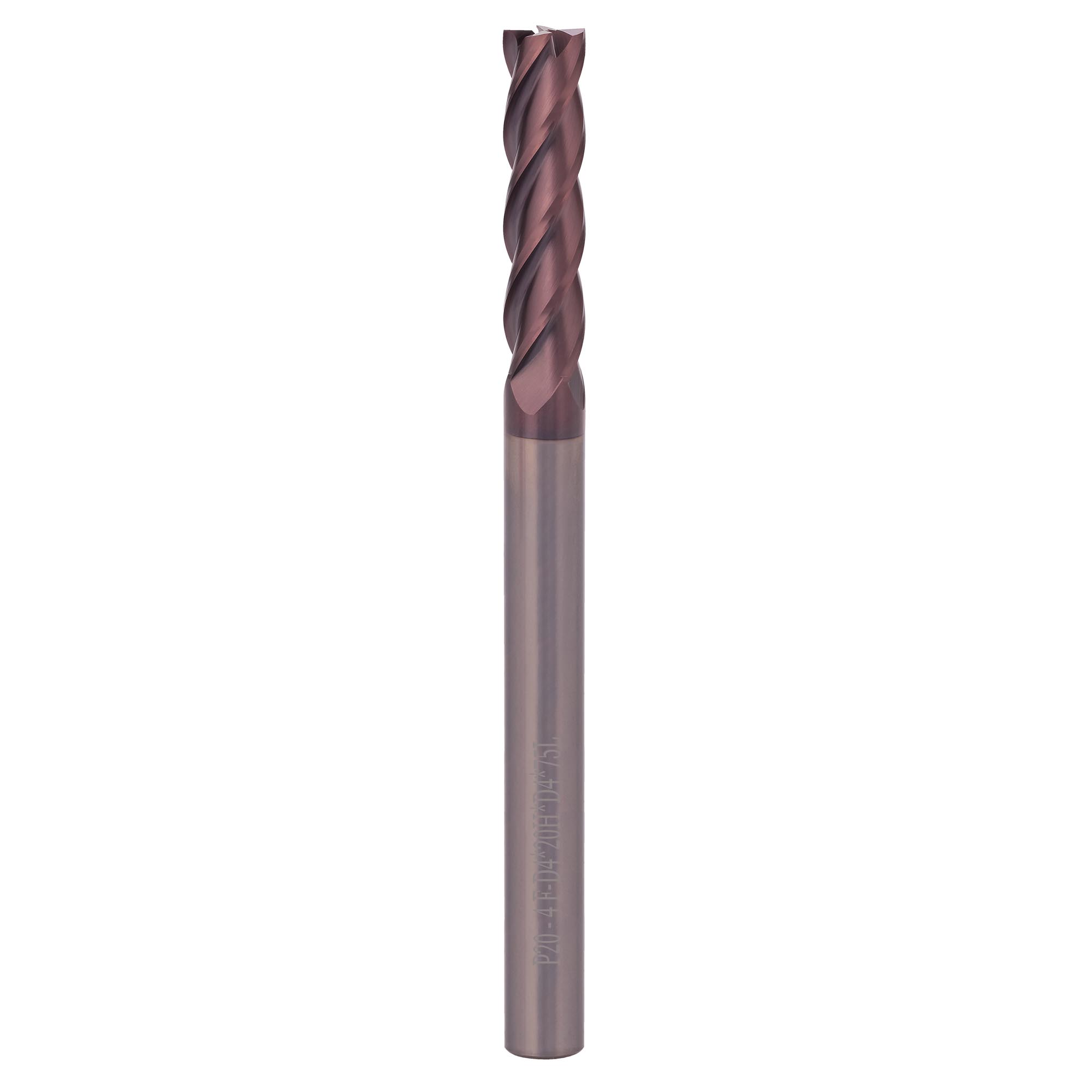 Фреза твердосплавная по металлу H-Tools 4,0x75/20мм d04 4z 55HRC P20 TiALN 19943-040-d04