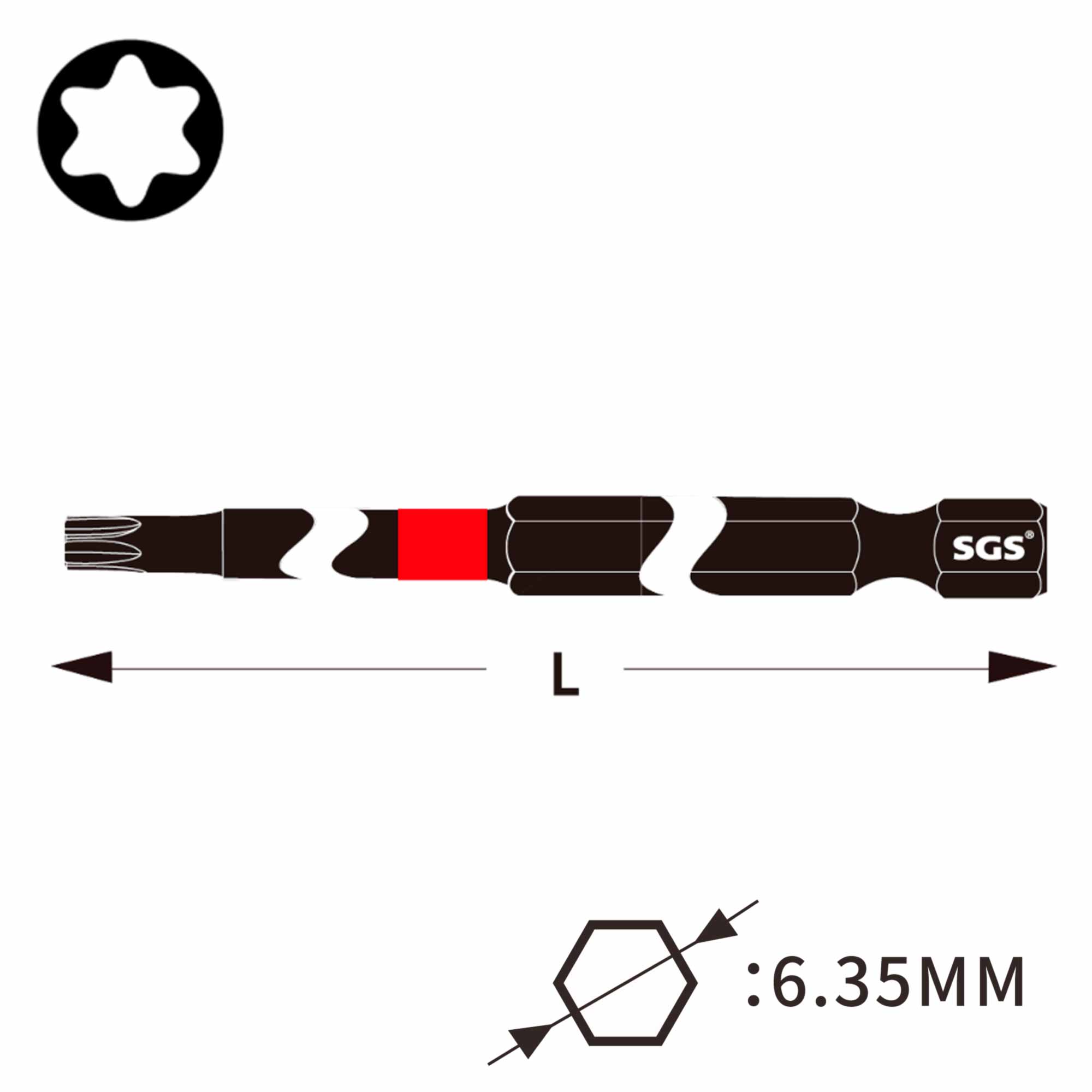 Бита ударная Impact SGS TORX T15 х90мм S2 1шт 6390-T15-IB