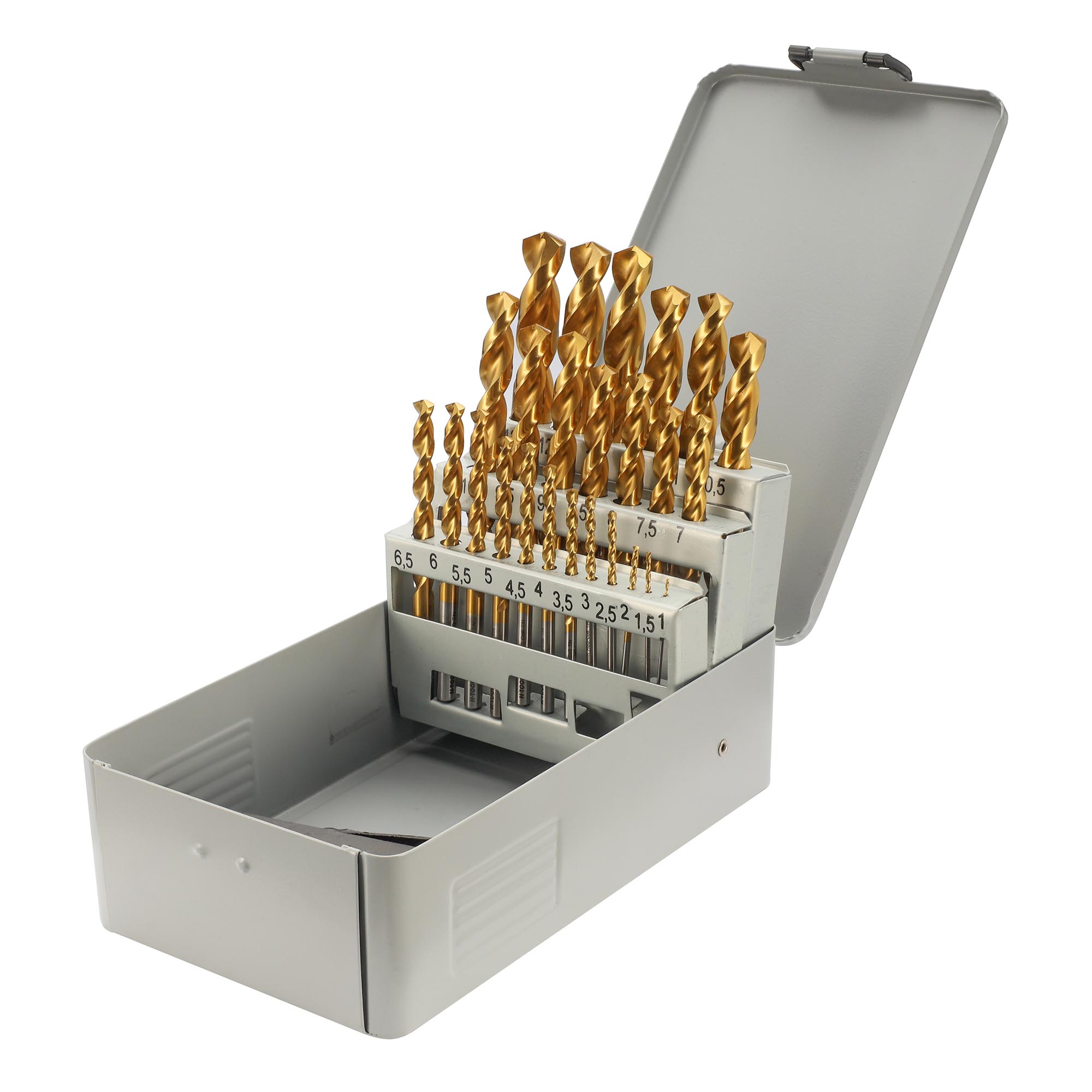 Набор сверл по металлу H-Tools 1-13мм 25шт HSSE-Co8 TiN 135° DIN338 08351300