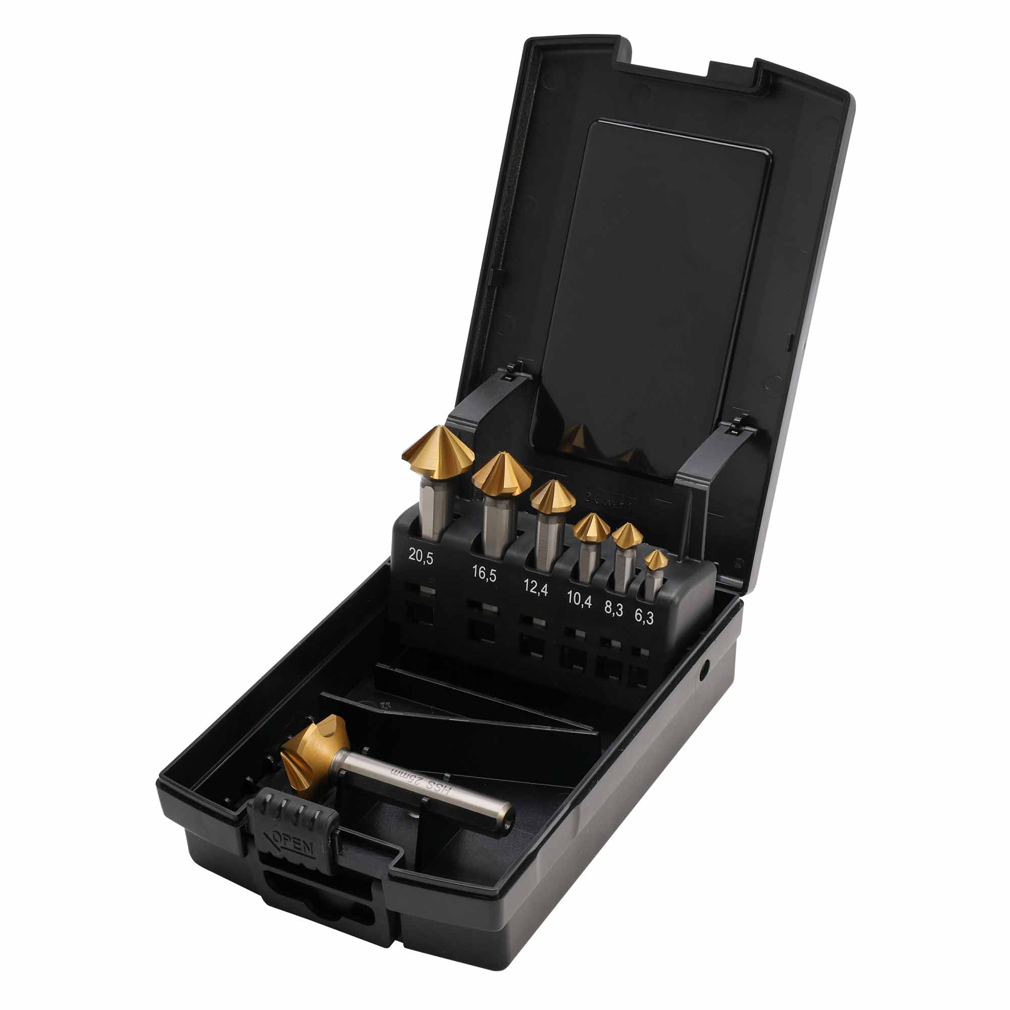 Набор зенковок по металлу MASTER-TOOL 90° 6,3-25мм 5z HSS-G TiN 7шт 102892TMT