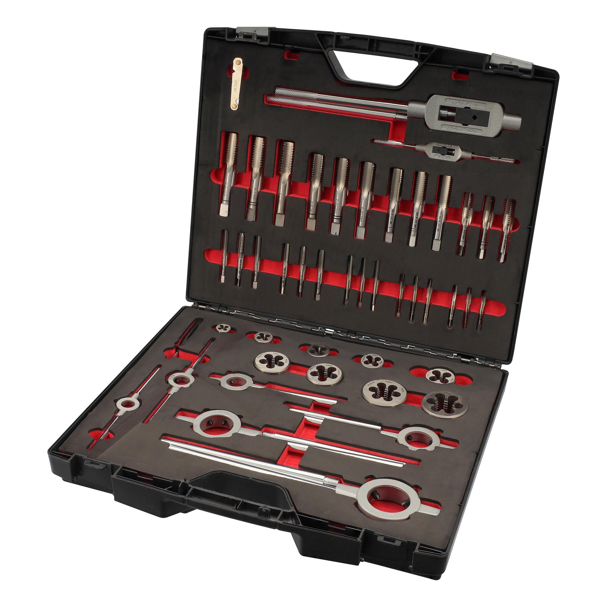 Набор метчиков и плашек H-Tools UNC 1/4"-1,0" HSS-G 46пр 245072HT