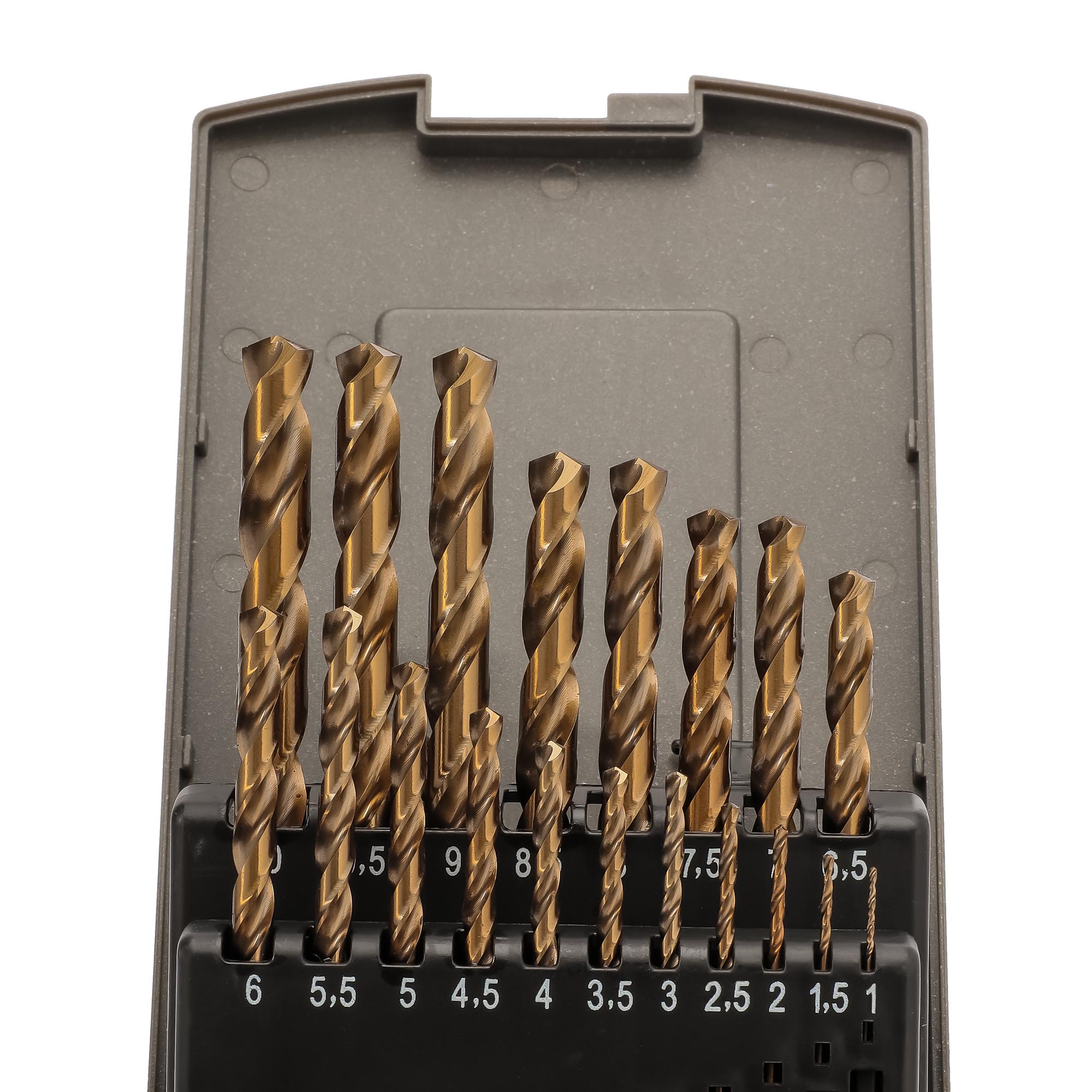 Набор сверл по металлу H-Tools 1-10мм 19шт HSSE-Co5 135° DIN338 215214ROHT