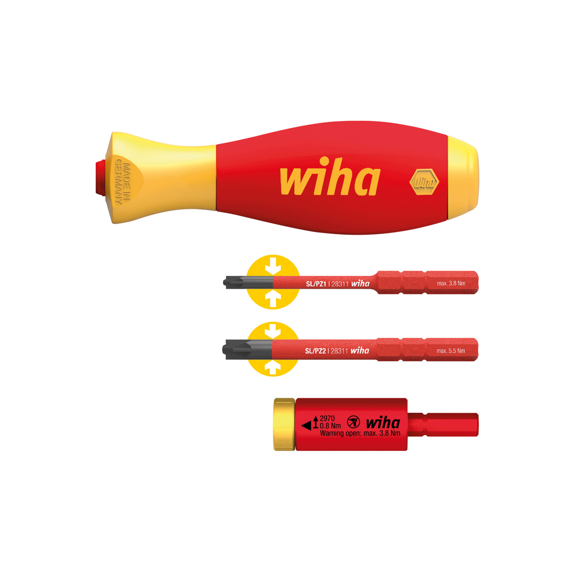 Отвертка диэлектрическая EasyTorque Electric VDE 2,0Nm 4пр Wiha 29701200S4 41477