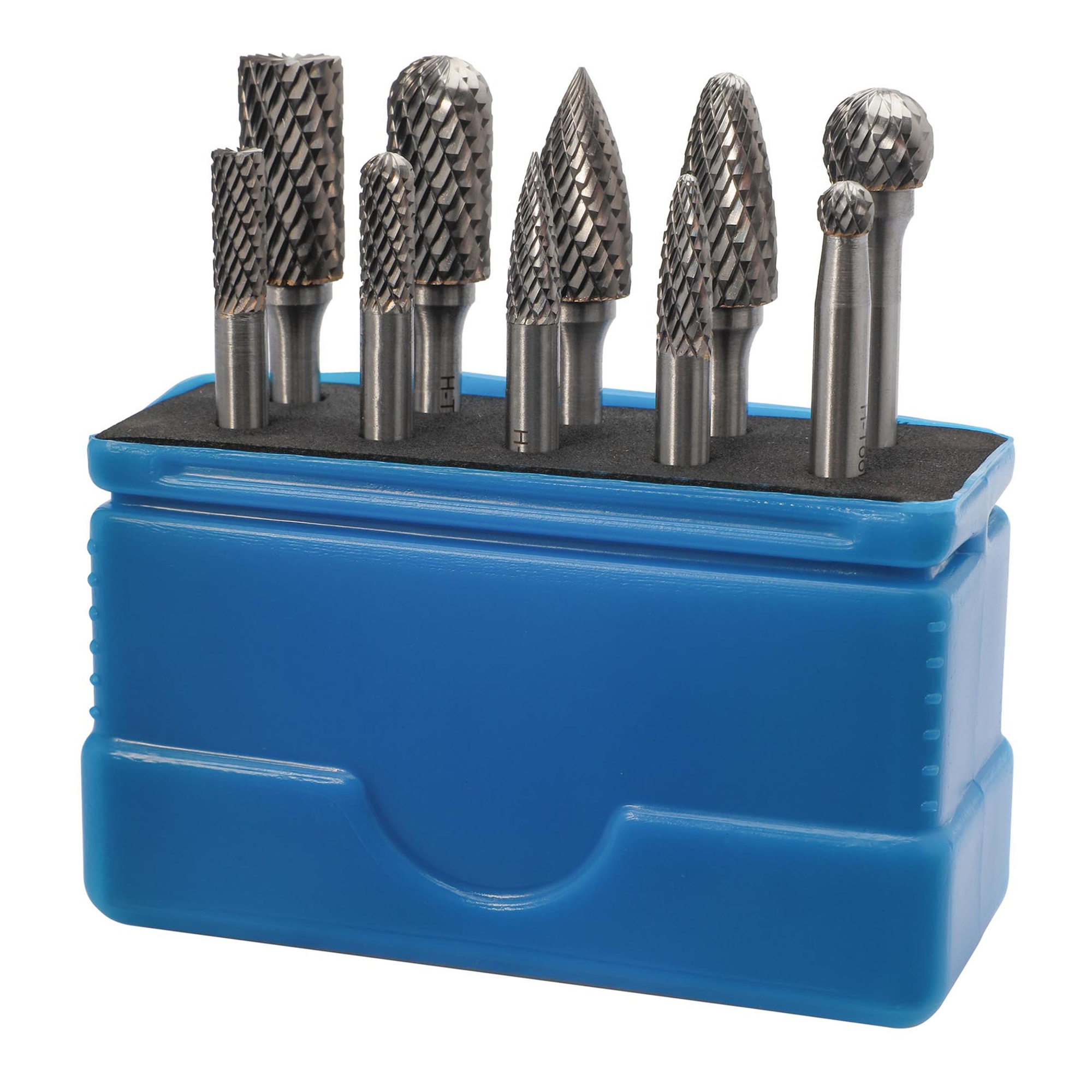 Набор бор-фрез твердосплавных H-Tools 10шт HM S=6мм Mini-Box 116002HT