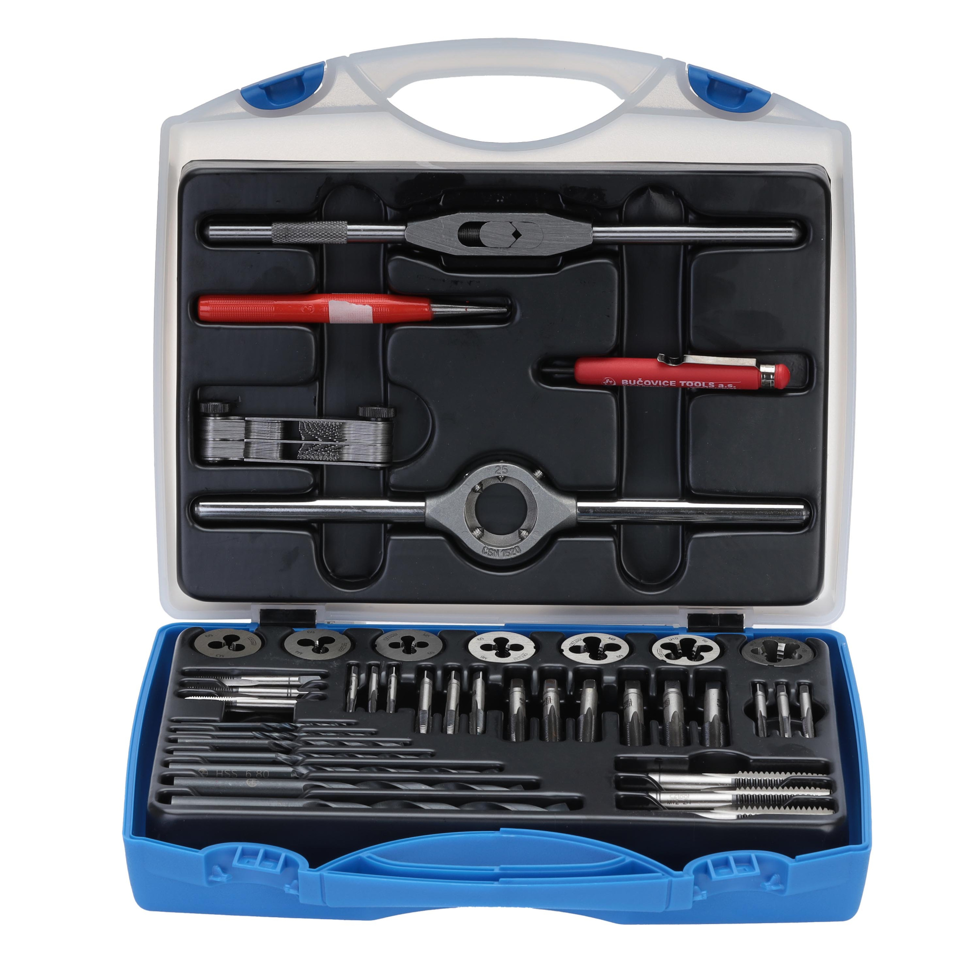 Набор метчиков и плашек Bucovice Tools M3-M12 115CrV3 40пр 330120